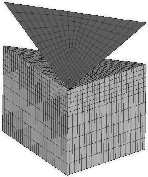Finite element mesh of the sample used in coating simulation.